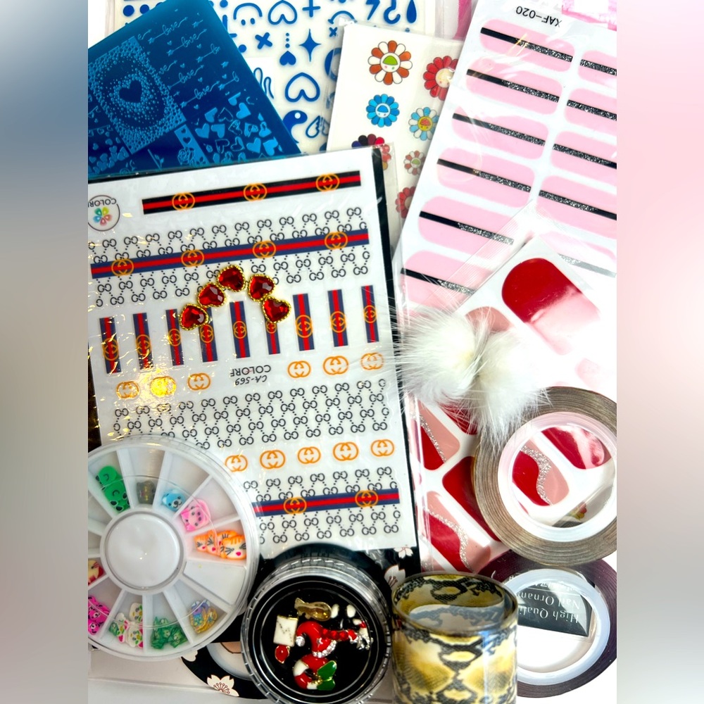 Nail Art Assortment- designer nail stickers, nail art charms + more.